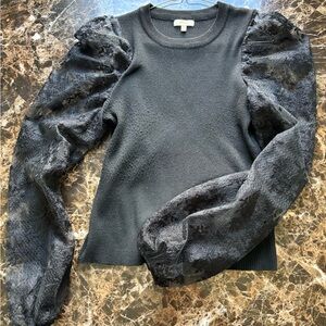 DONATED ITEM - Elegant Black Puff Sleeve Top